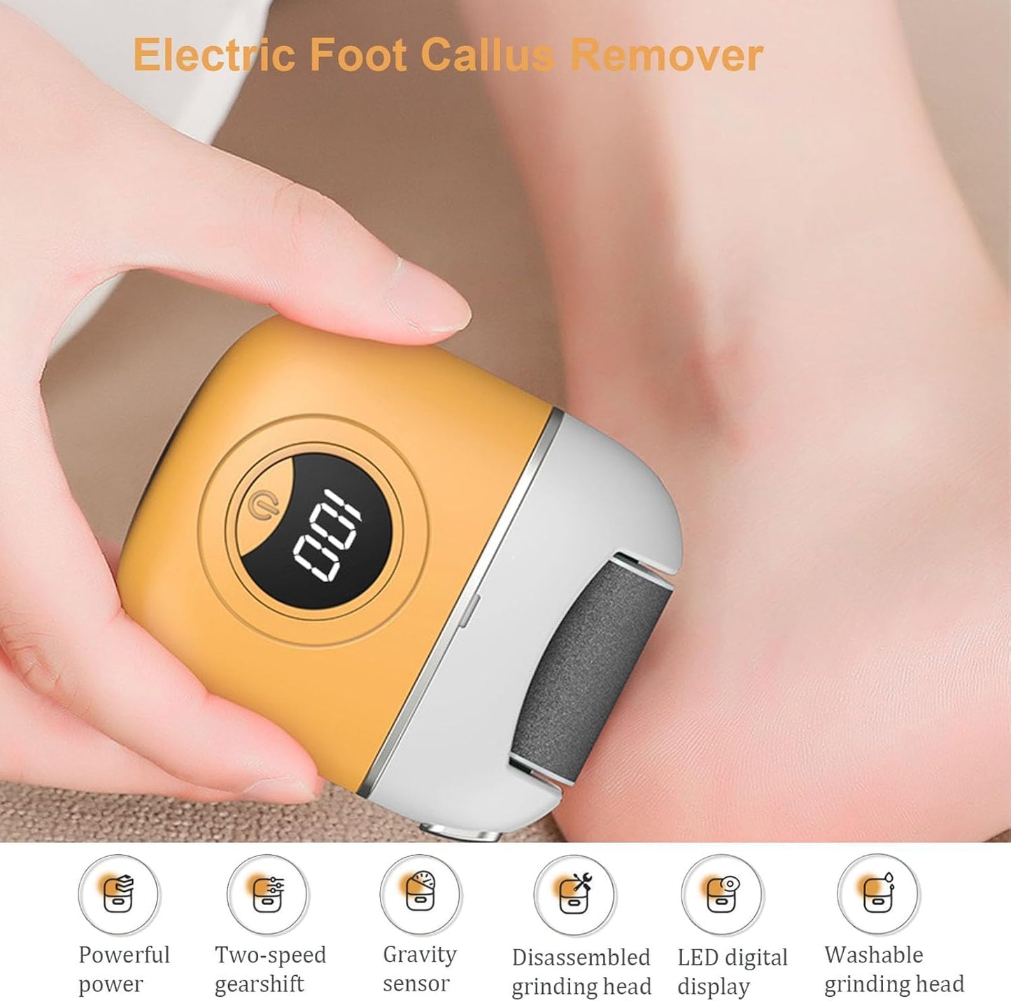 Say goodbye to rough feet! 🌟✨ Get smooth and soft soles with the Voalsz Electric Foot Callus Remover! Perfect for everyone, it features 3 replacement grinding heads and a stylish yellow design. Your feet deserve the best! 💛🦶 #FootCare #SelfCare