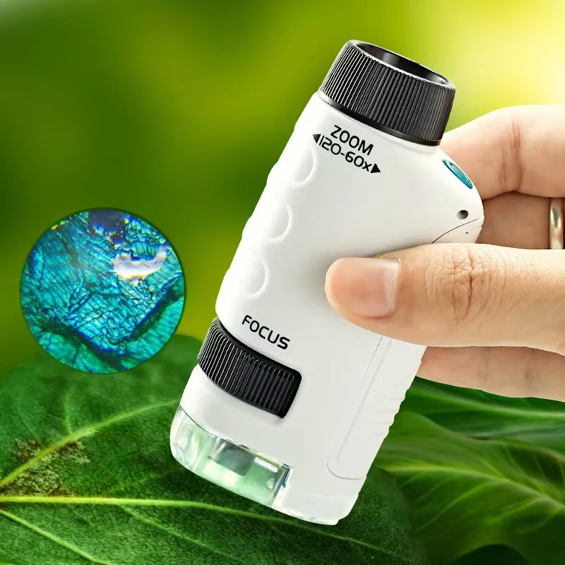 Kid Science Experiment Pocket Microscope Toy Kit 60-120X Educational Mini Handheld Microscope with Light Children Toys Gift