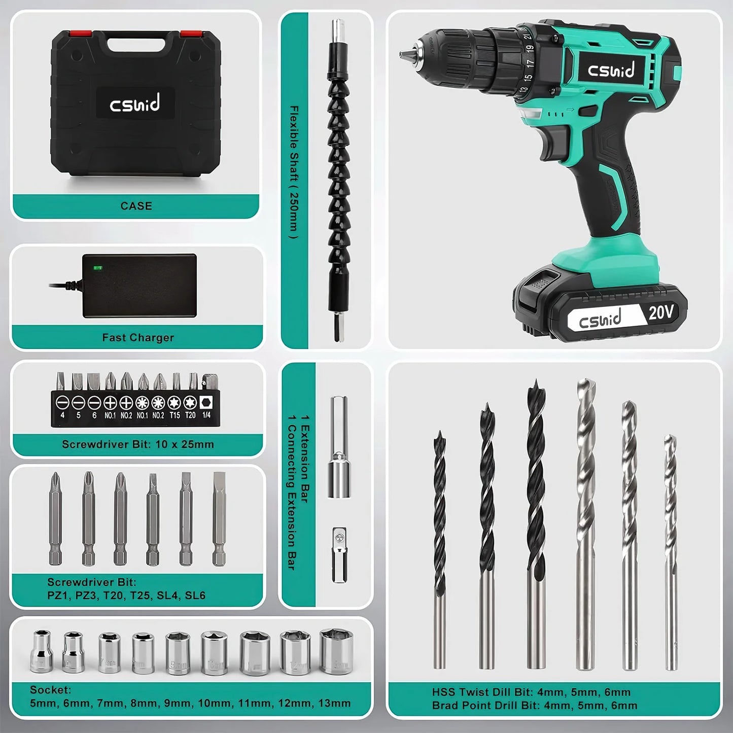 Unleash Your Inner DIYer with Our 20V Cordless Drill Set – Complete with Battery, Charger, 34 Bits & LED Light! 💪🔋 #DIY #HomeImprovement
