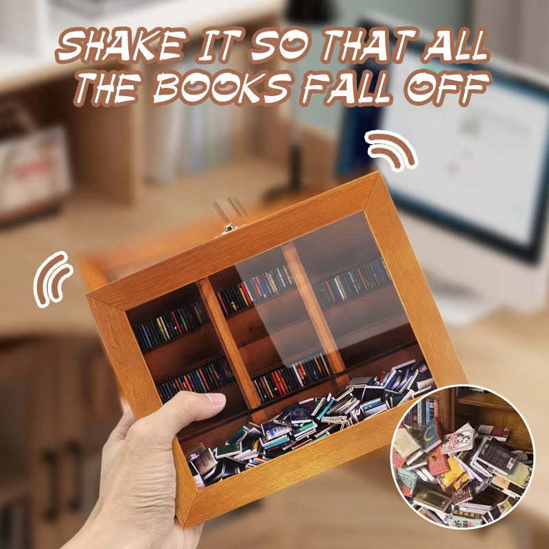 Mini Wooden Anxiety Bookshelf: Shake Away Stress with Adorable Sensory Toys! 📚✨