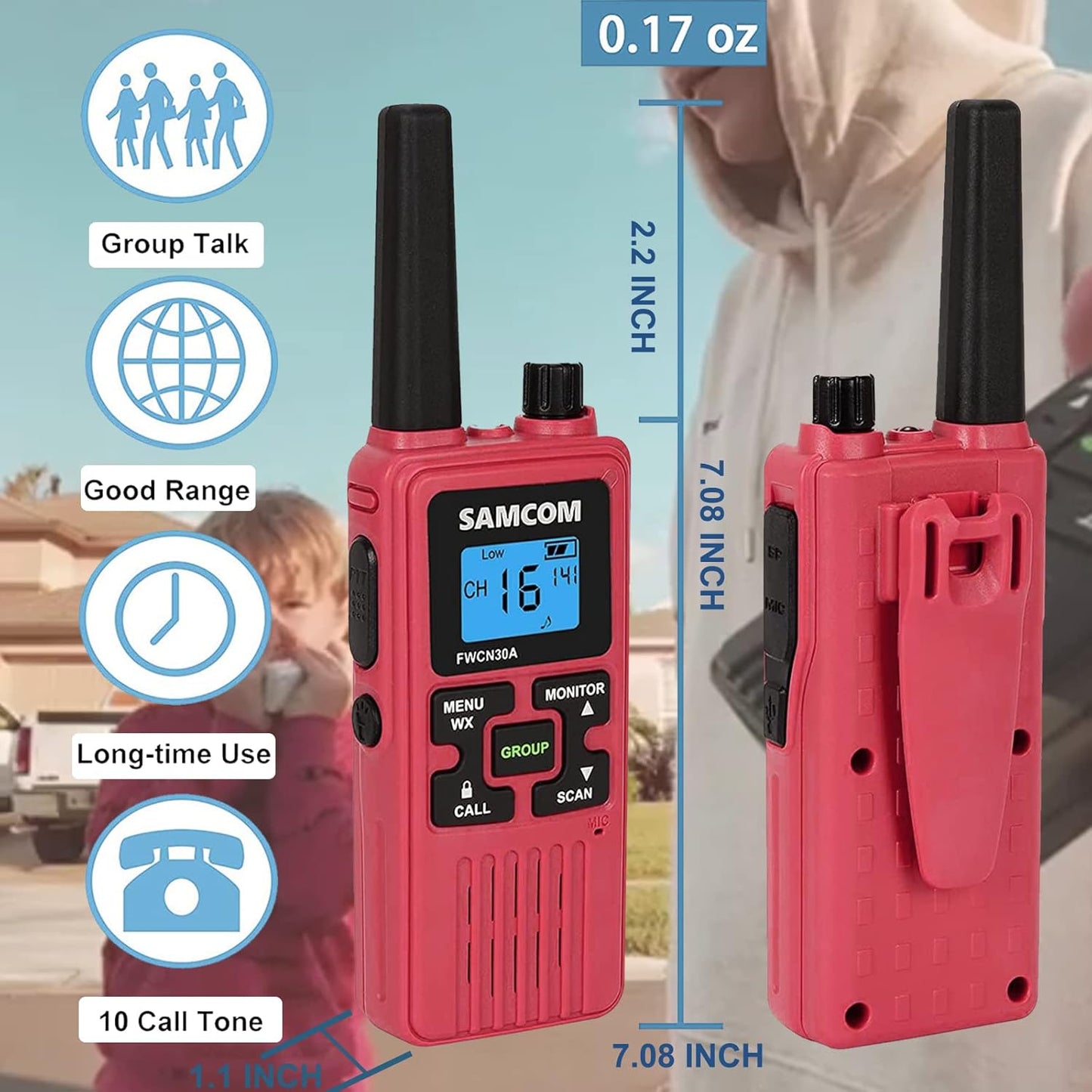 Stay connected with our FRS Walkie Talkies! Perfect for both adults and kids