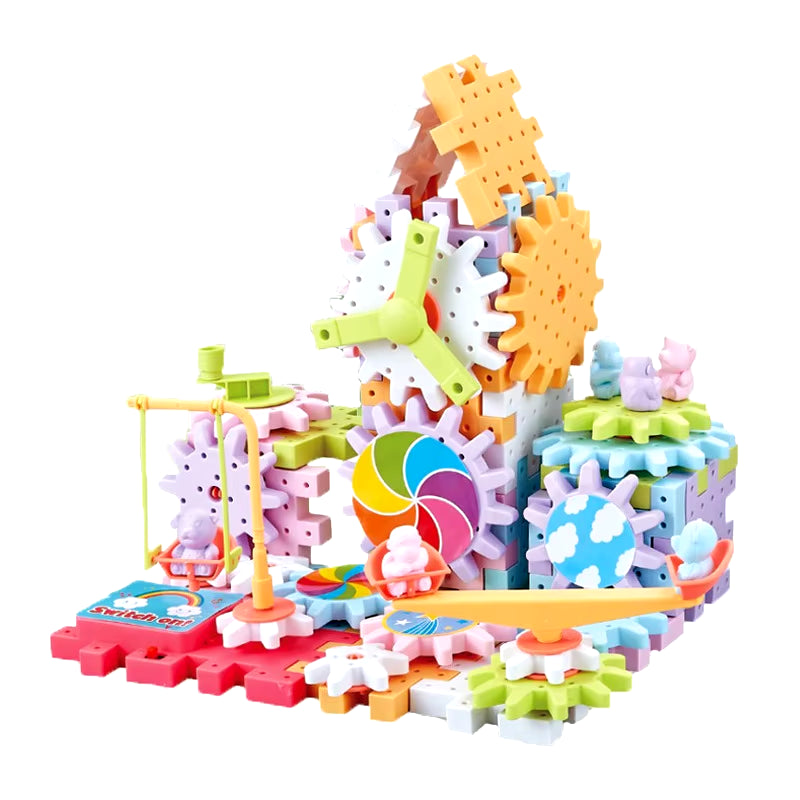 Versatile Electric Rotating Gear Building Block Toys, Montessori Block Bricks Toys for Children Boys Girl Birthday Gifts