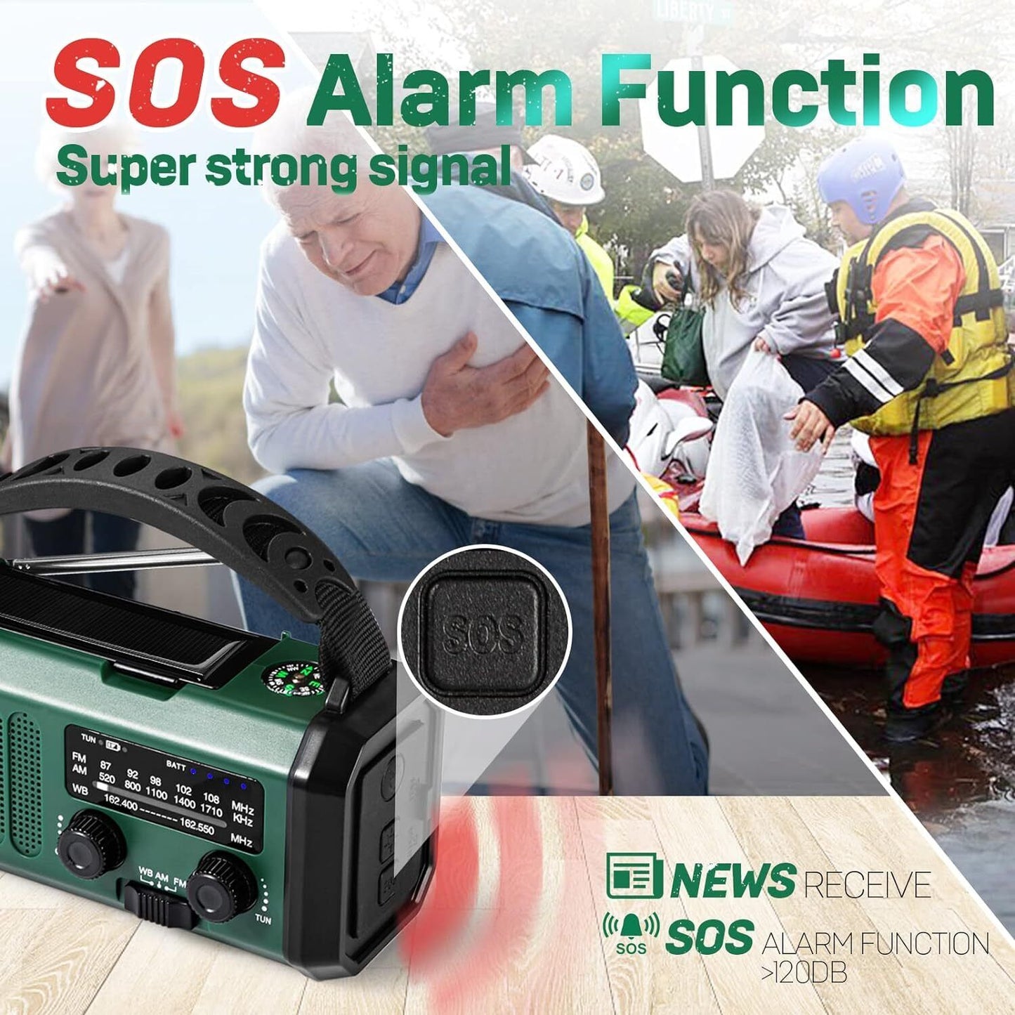Stay Prepared Anywhere with the 10,000mAh Solar Hand Crank Weather Radio - Your Ultimate AM/FM/SOS/NOAA Lifesaver!