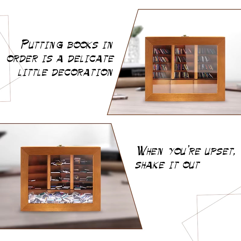 Mini Wooden Anxiety Bookshelf: Shake Away Stress with Adorable Sensory Toys! 📚✨
