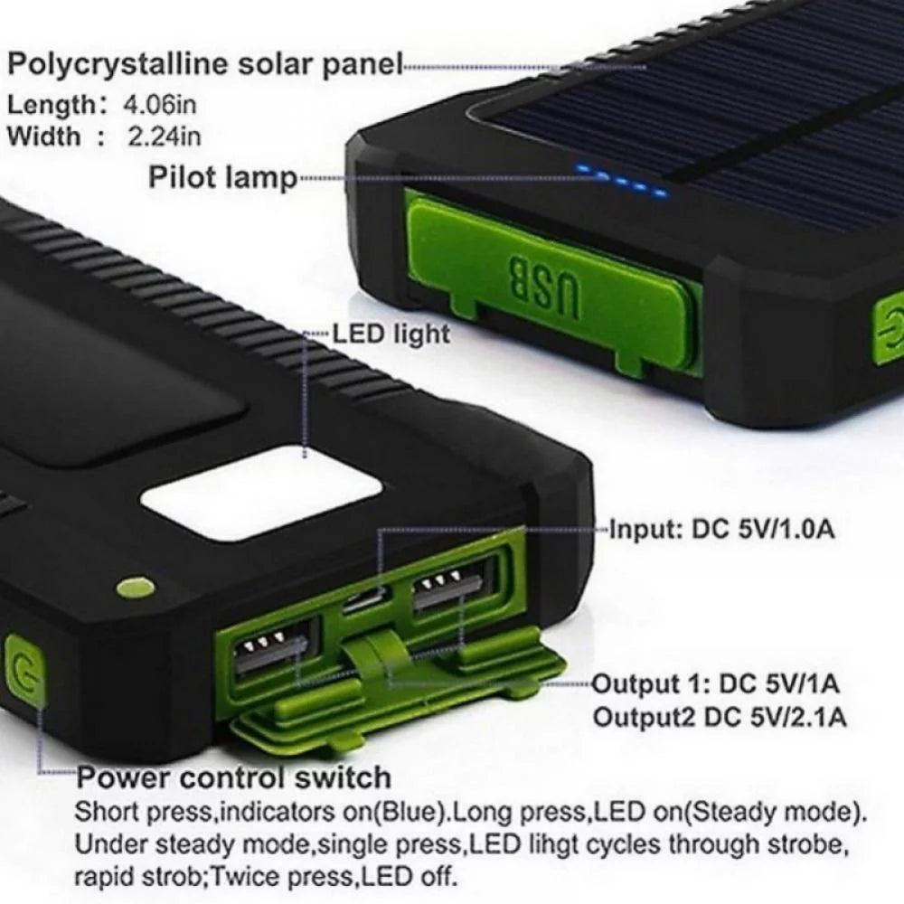 Stay powered up on the go! βοΈπ Check out our 50000mAh Solar Power Bank with Dual USB & LED Light - perfect for your phone and pad! Get yours in green! πΏπ±β¨