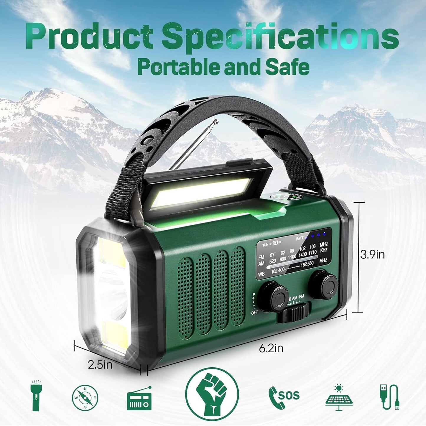 Stay Prepared Anywhere with the 10,000mAh Solar Hand Crank Weather Radio - Your Ultimate AM/FM/SOS/NOAA Lifesaver!