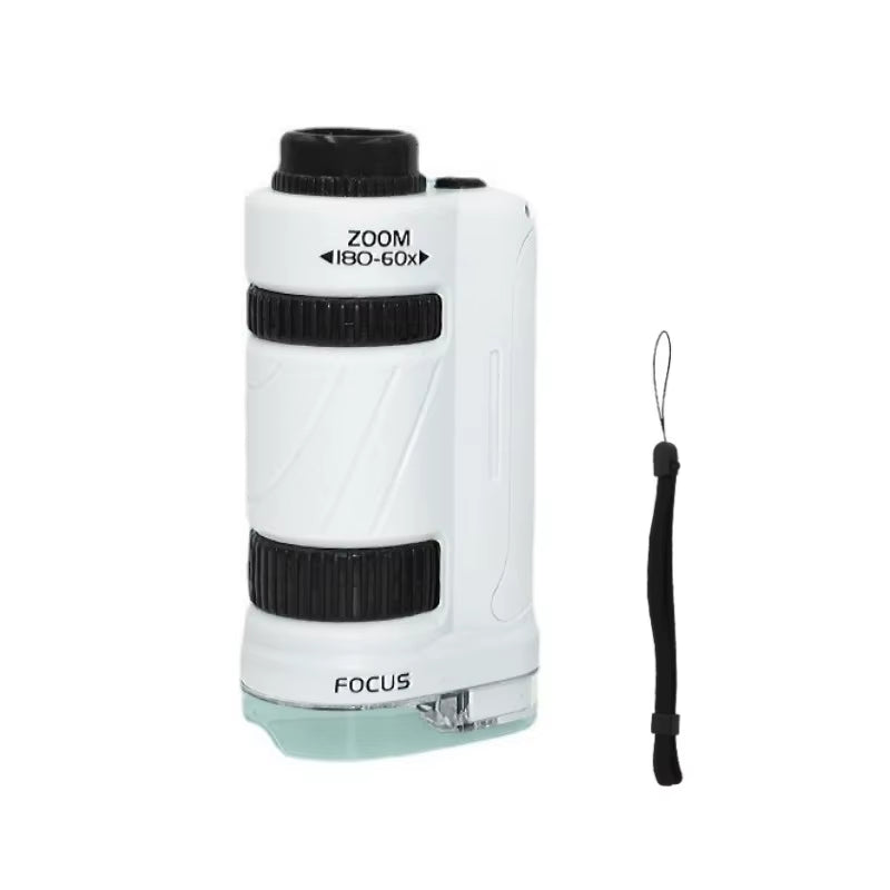 Kids Science Stem Toy Handheld Microscope Kit 60-180X Education Biological Pocket Microscope with LED Light Outdoor Children Toy