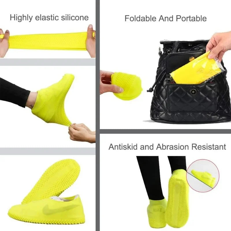 2Pcs Silicone Shoe Covers Waterproof Anti-Slip Rain Boot Unisex Sneakers Protector for Outdoor Rainy Day Protectors Shoes Cover