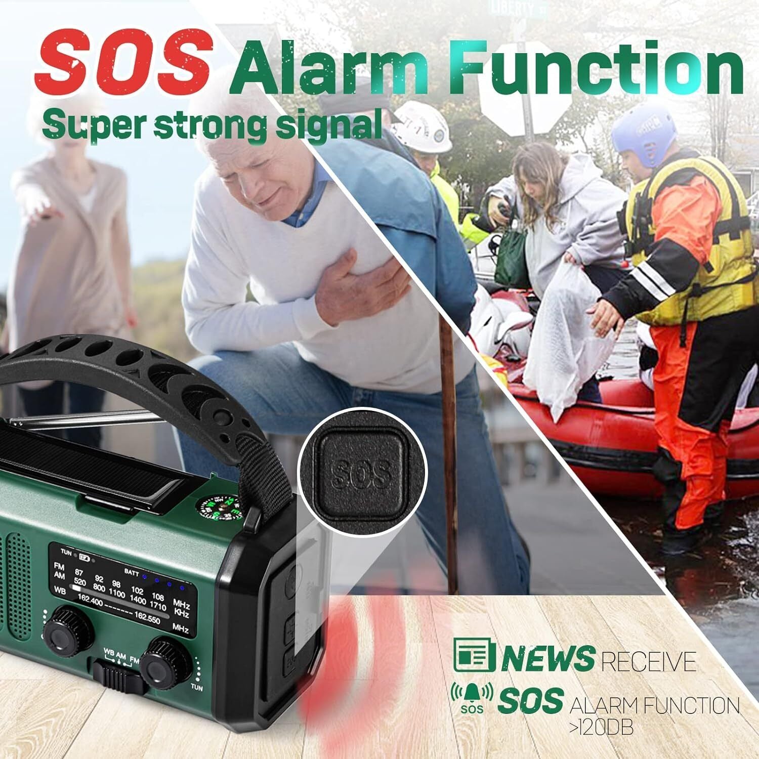 Stay Prepared Anywhere with the 10,000mAh Solar Hand Crank Weather Radio - Your Ultimate AM/FM/SOS/NOAA Lifesaver!